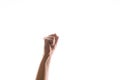 Hand gestures. woman`s fist stretches up, a symbol of the struggle for rights and dissent, Royalty Free Stock Photo