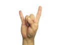 Hand gesturing heavy metal rock sign isolated