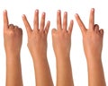 Hand gesturing signs on isolation