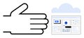 Hand Gesturing Toward Cloud-Based Digital Dashboard with Data and Analytics Royalty Free Stock Photo