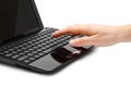 Hand of girl typing on keyboard. Royalty Free Stock Photo