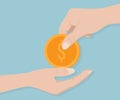Hand Give Money Coin Vector Royalty Free Stock Photo