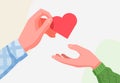 Hand give red heart. Healthcare and hospital medical concept. Donation concept. Valentine day.