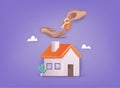 Hand gives money for investing in residential. Investment conceptual property for sale, real estate conceptual vector illustration