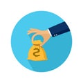 Hand gives money to another hand vector icon