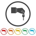 Hand giving car keys, Car Sharing icon, 6 Colors Included Royalty Free Stock Photo