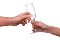 Hand giving a champagne flute Royalty Free Stock Photo