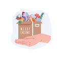 Hand giving Christmas gift box vector illustration