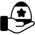 Hand giving Easter egg, flat line icon Royalty Free Stock Photo