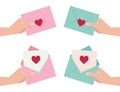 Hand giving an envelope with Valentine card