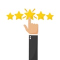 Hand giving five star rating, Feedback concept