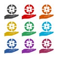 Hand Giving Gift glyph icon, color set Royalty Free Stock Photo