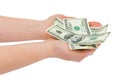 Hand giving money Royalty Free Stock Photo