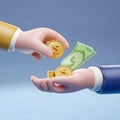 hand giving money for investment in the future Generative AI Royalty Free Stock Photo