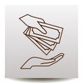 Hand giving money to other hand line vector icon Royalty Free Stock Photo