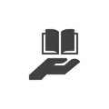 Hand giving open book vector icon Royalty Free Stock Photo