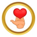 Hand giving red heart vector icon Royalty Free Stock Photo
