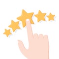 Hand Giving Star Rating. Feedback, consumer or customer rating, review, evaluation, satisfaction level