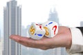 Hand giving two white dices Royalty Free Stock Photo