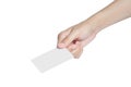 Hand giving white blank card