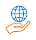 Hand giving globe icon logo