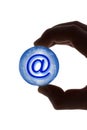 Hand with globe and e-mail symbol