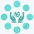 Hand with globe vector icon sign symbol Royalty Free Stock Photo