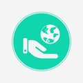 Hand with globe vector icon sign symbol Royalty Free Stock Photo