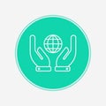 Hand with globe vector icon sign symbol Royalty Free Stock Photo