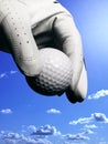 Hand with glove and golfball Royalty Free Stock Photo