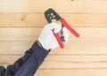 Hand in glove hold wire stripper Royalty Free Stock Photo