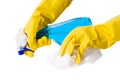 Hand in glove with spray bottle Royalty Free Stock Photo