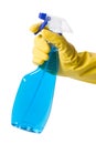 Hand in glove with spray bottle Royalty Free Stock Photo