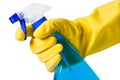 Hand in glove with spray bottle Royalty Free Stock Photo