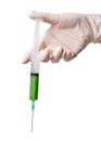 Hand in glove with syringe Royalty Free Stock Photo