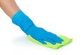 Hand with glove using cleaning mop to clean up Royalty Free Stock Photo
