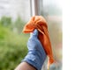 window cleaning glass hand Royalty Free Stock Photo