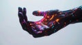 Hand with glowing network of lights, futuristic design. Technology and innovation concept Royalty Free Stock Photo