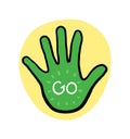 The word go written on open palm hand illustration