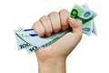 Hand Grabbing Money Euro Isolated Royalty Free Stock Photo