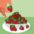 Hand grabbing strawberries