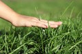 Hand on grass