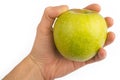 In a hand a green apple isolated on a white background Royalty Free Stock Photo