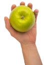 In a hand a green apple isolated on a white background Royalty Free Stock Photo