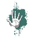 Hand on green background