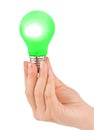 Hand with green lamp