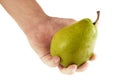 Hand with green pear isolated Royalty Free Stock Photo