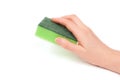 Hand with green sponge Royalty Free Stock Photo