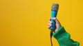 The hand holding a microphone.AI generated image Royalty Free Stock Photo