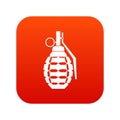 Hand grenade, bomb explosion icon digital red Royalty Free Stock Photo